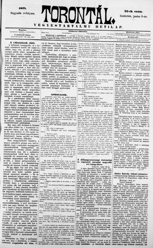 Torontál, 4. évf. 1875. június 3. 22. sz.