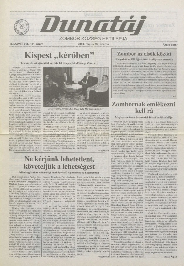 Dunatáj, 3. évf. 2001. május 23. 111. sz.