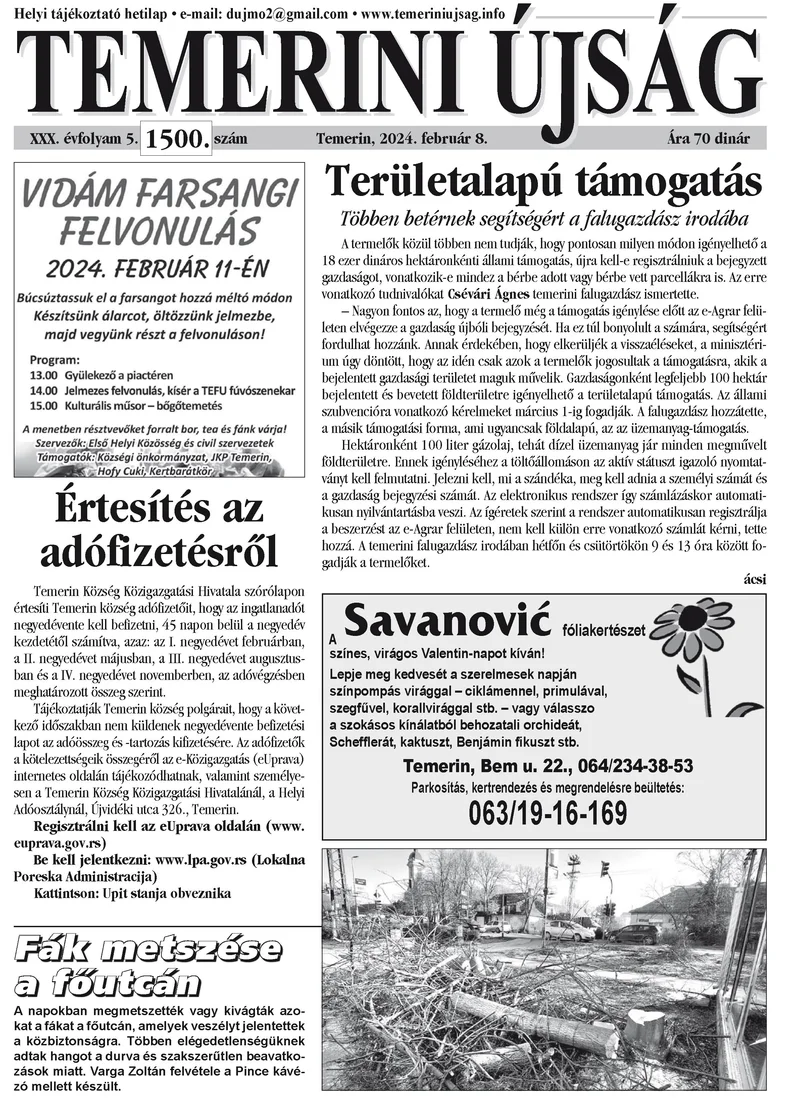 Temerini Újság, 30. évf. 2024. február 8. 5. sz.