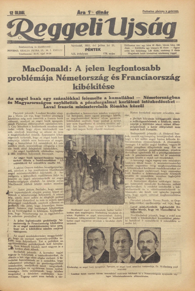 Reggeli Újság, 12. évf. 1931. július 31. 176. sz.
