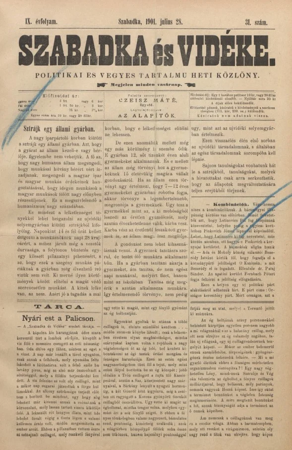 Szabadka és vidéke II, 9. évf. 1901. július 28. 31. sz.