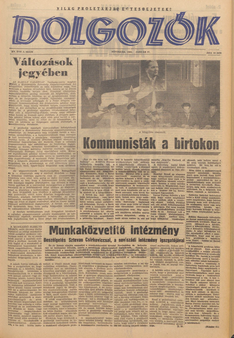 Dolgozók, 15. évf. 1961. január 27. 5. sz.