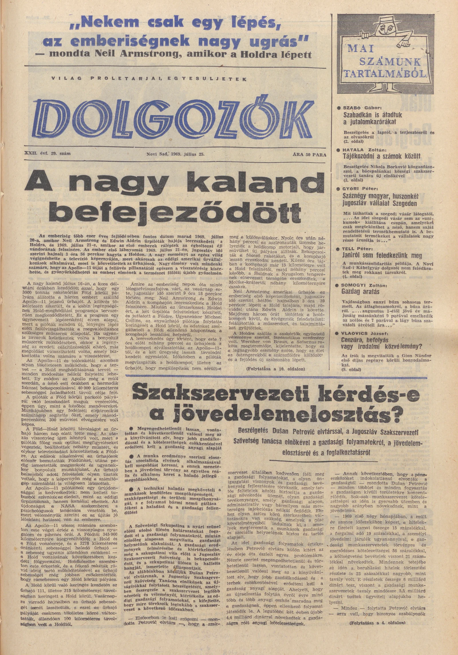Dolgozók, 23. évf. 1969. július 25. 29. sz.