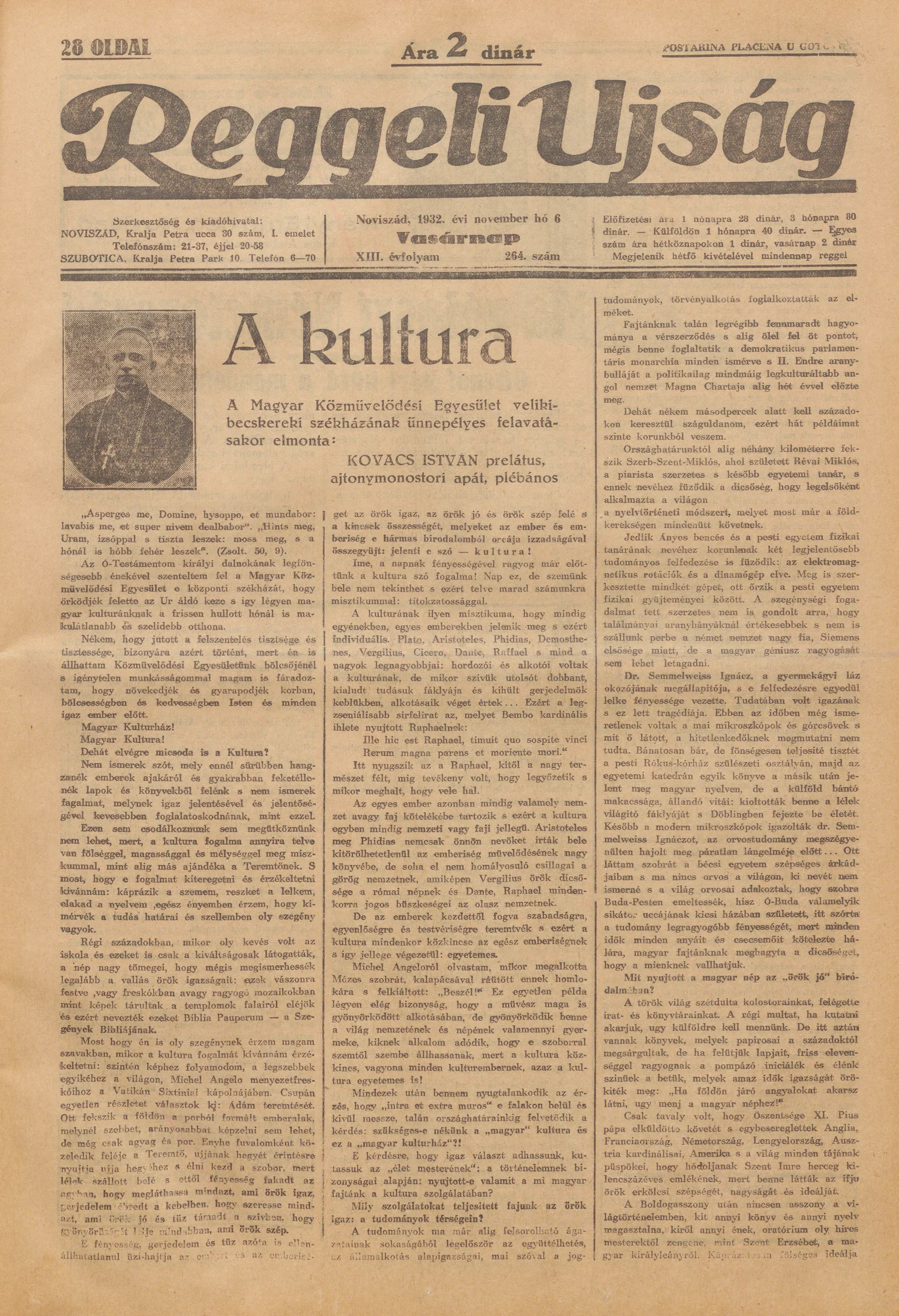 Reggeli Újság, 12. évf. 1932. november 6. 264. sz.