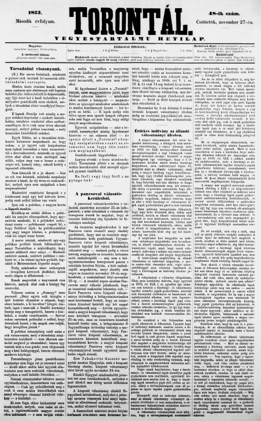 Torontál, 2. évf. 1873. november 27. 48. sz.