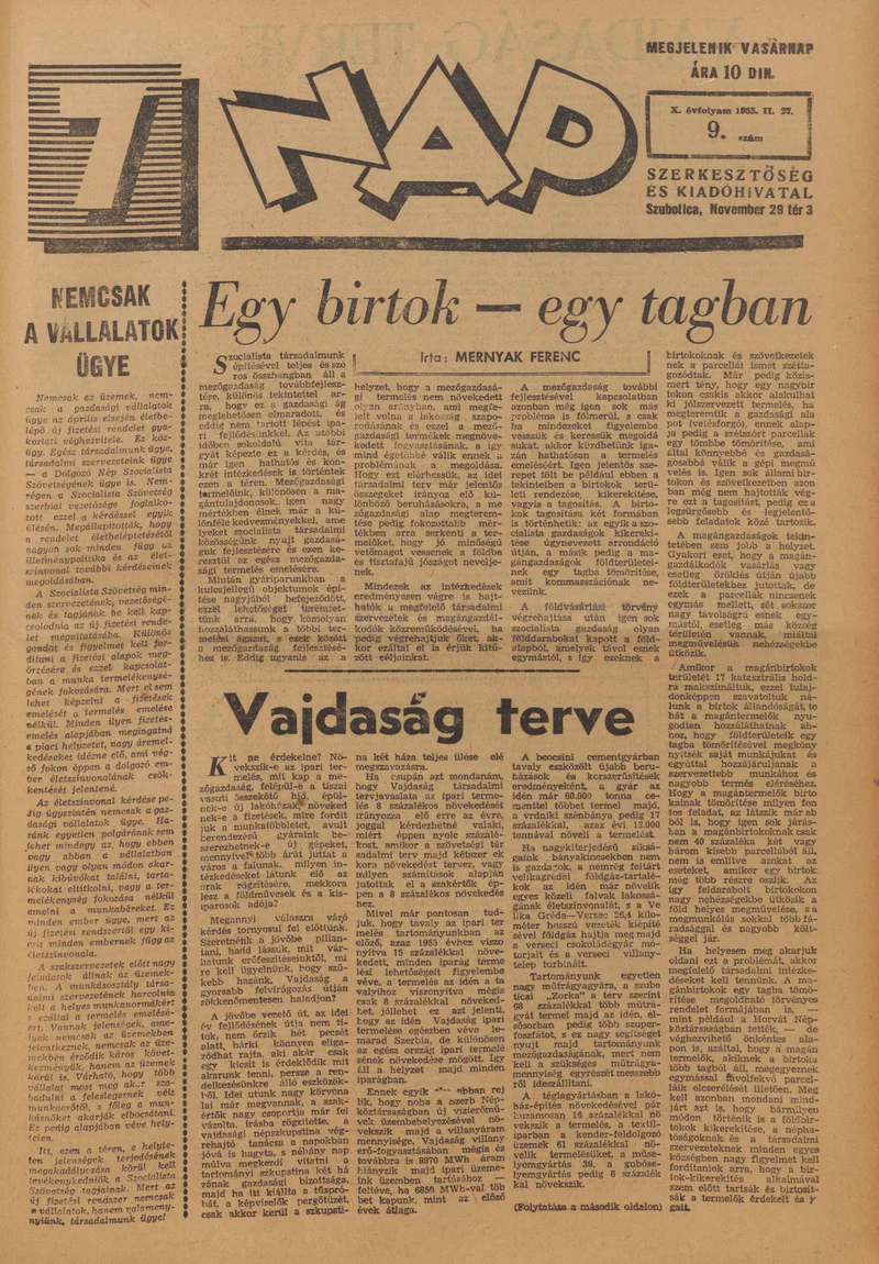 7 Nap, 10. évf. 1955. február 27. 9. sz. 1–16. oldal