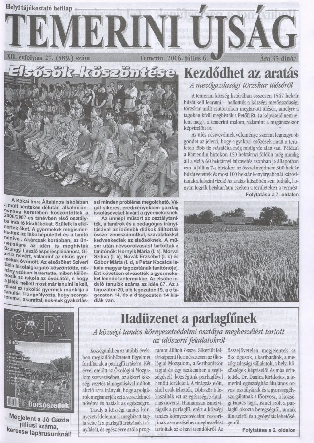 Temerini Újság, 12. évf. 2006. július 6. 27. sz.