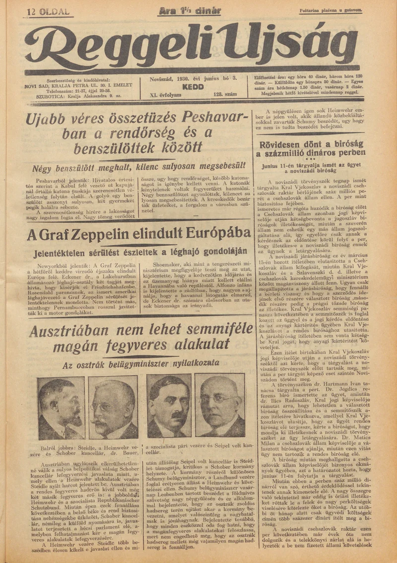 Reggeli Újság, 11. évf. 1930. június 3. 128. sz.