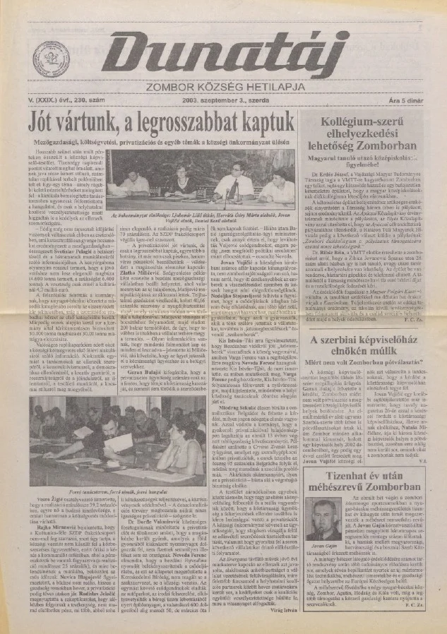 Dunatáj, 5. évf. 2003. szeptember 3. 230. sz.