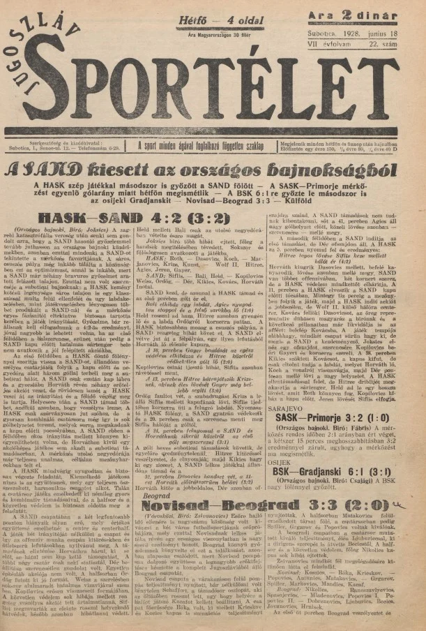 Jugoszláv sportélet, 7. évf. 1928. június 18. 22. sz.