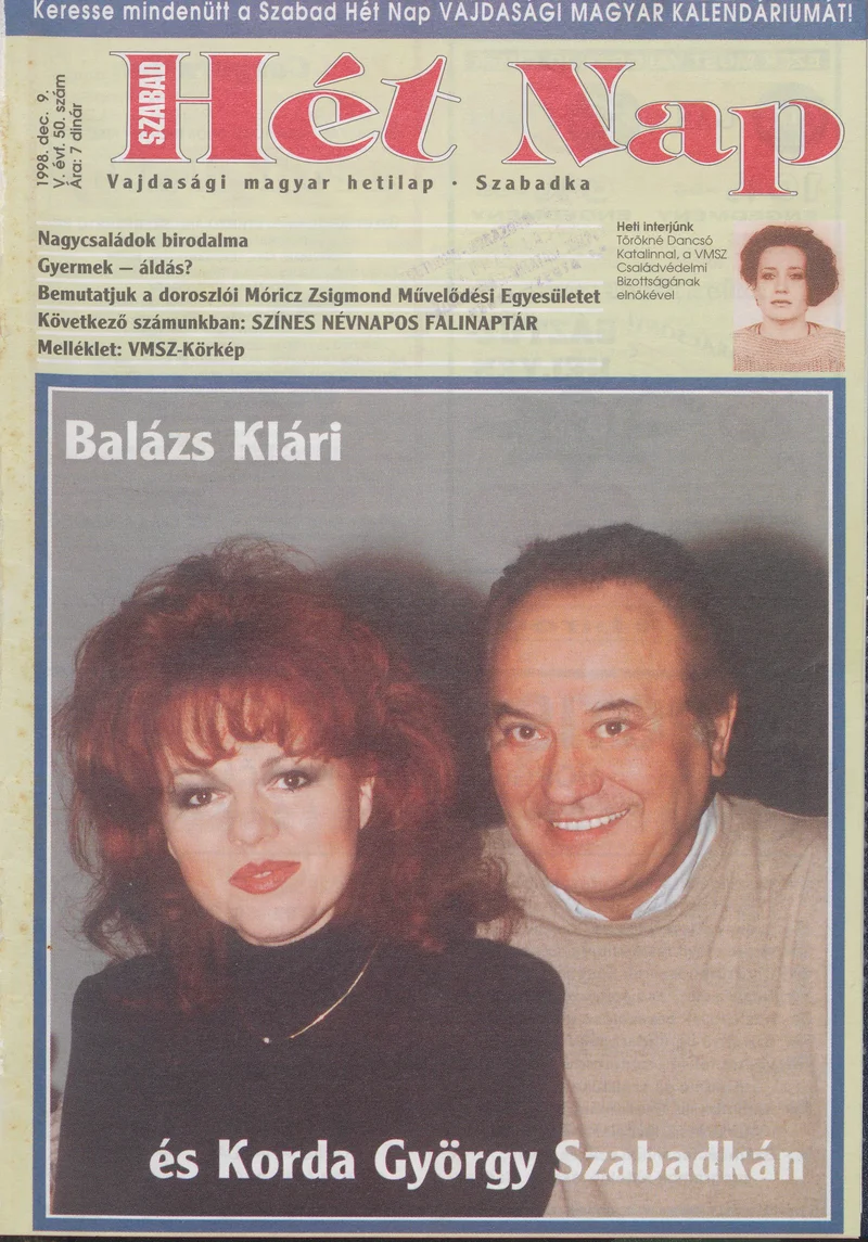 Szabad Hét Nap, 5. évf. 1998. december 9. 50. sz.