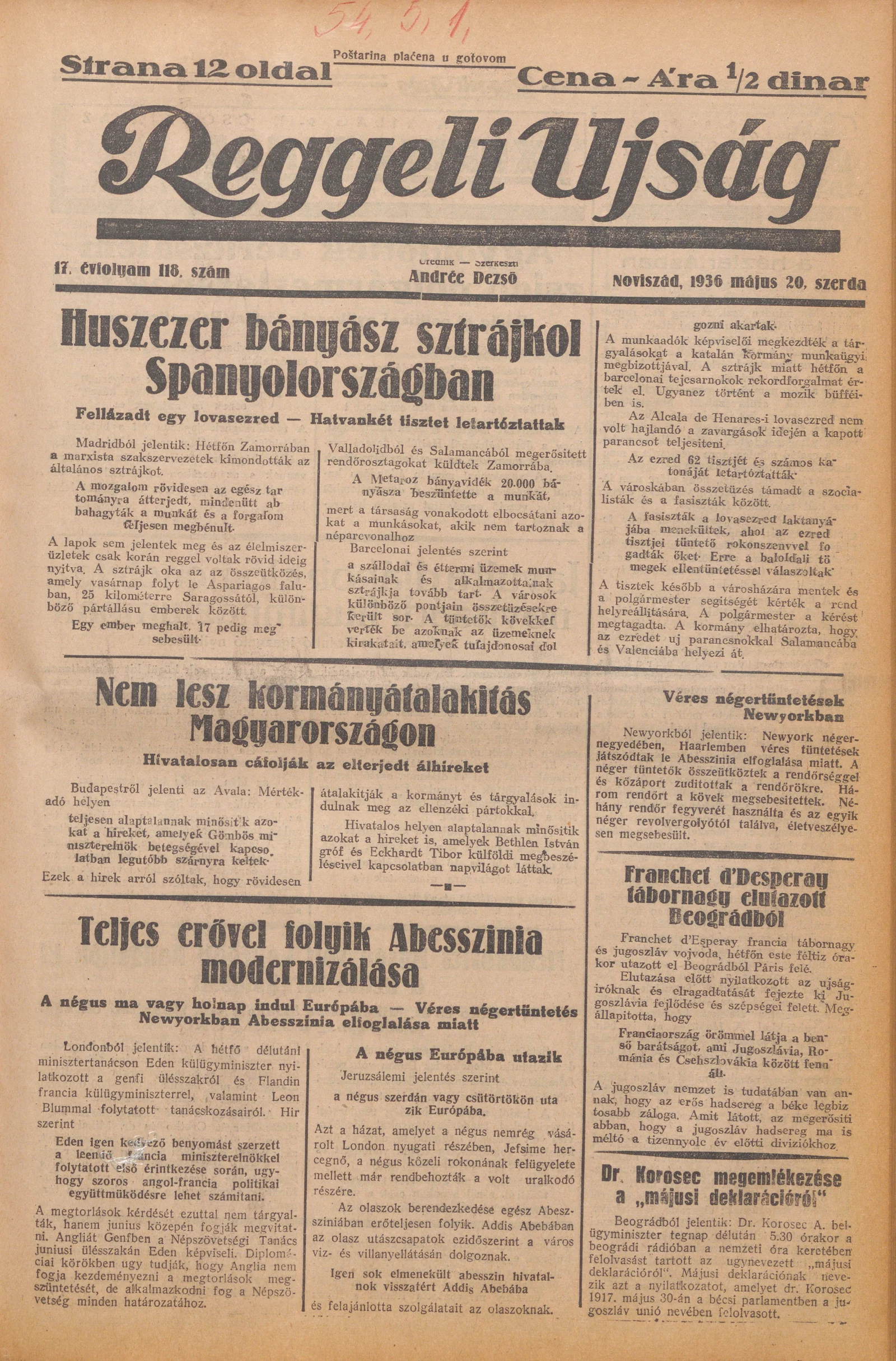 Reggeli Újság, 17. évf. 1936. május 20. 118. sz.