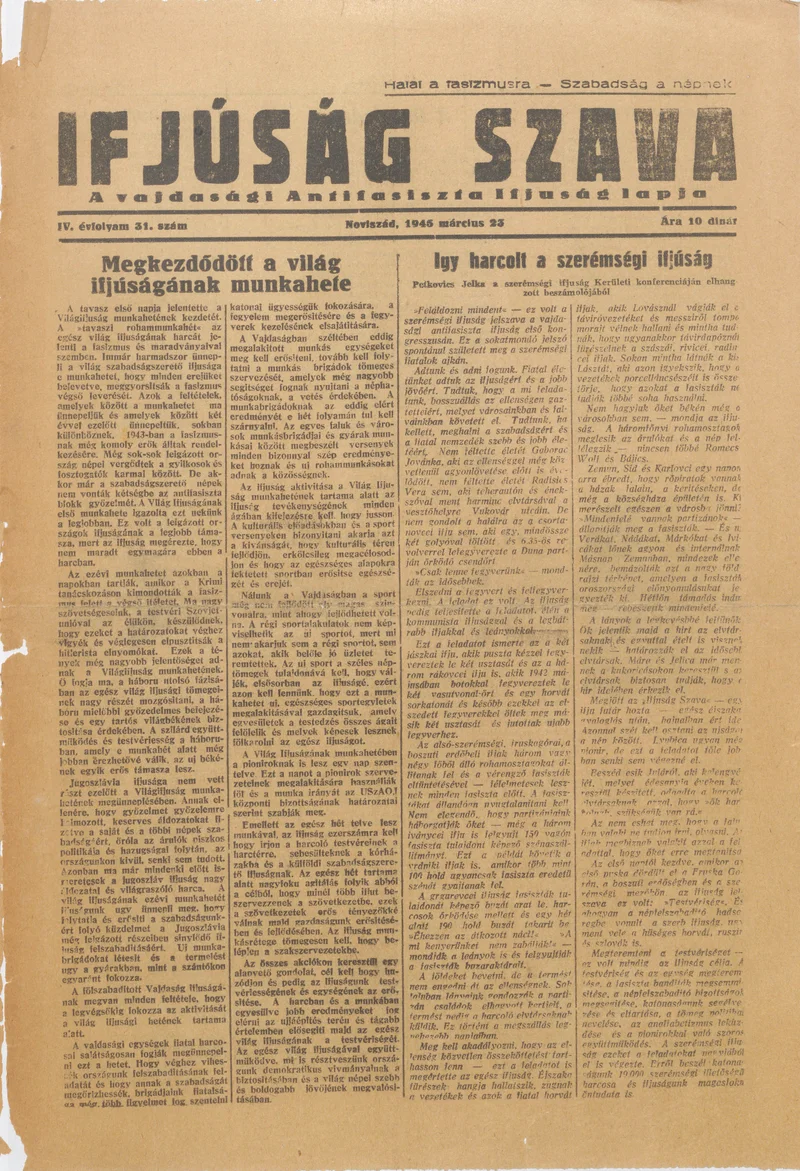 Ifjúság Szava, 1. évf. 1945. március 23. 2. sz.