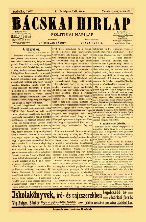 Bácskai Hirlap, 6. évf. 1902. augusztus 31. 176. sz.