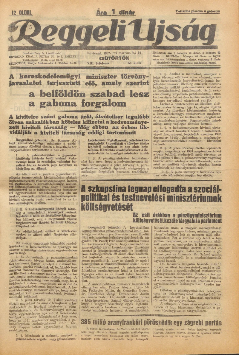 Reggeli Újság, 13. évf. 1932. március 10. 58. sz.