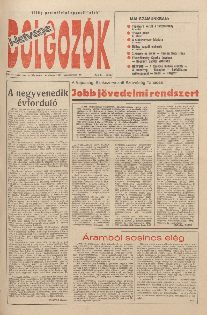 Dolgozók, 35. évf. 1981. szeptember 10. 36. sz.