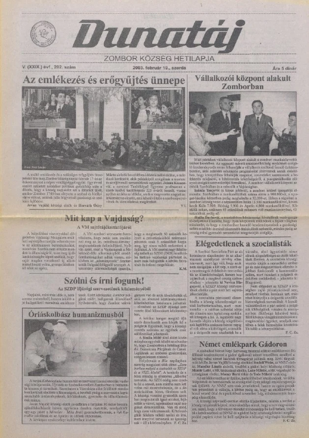 Dunatáj, 5. évf. 2003. február 19. 202. sz.