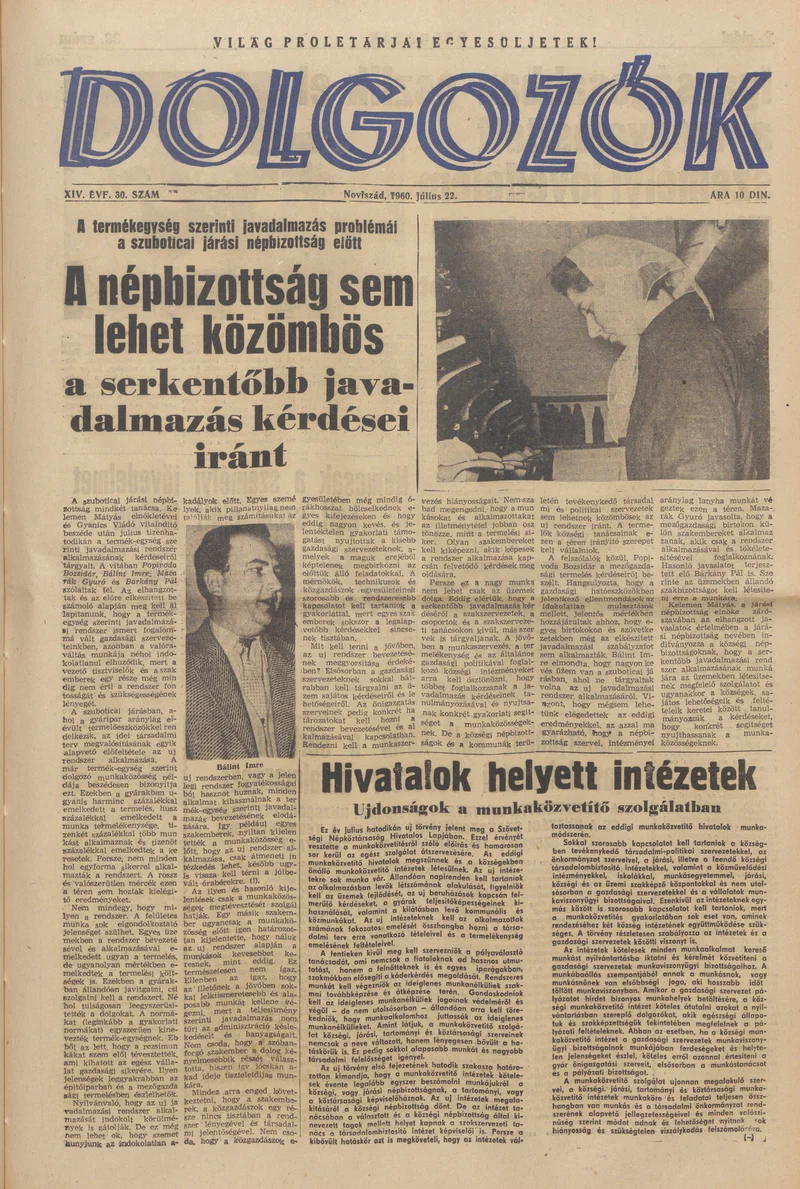Dolgozók, 14. évf. 1960. július 22. 30. sz.