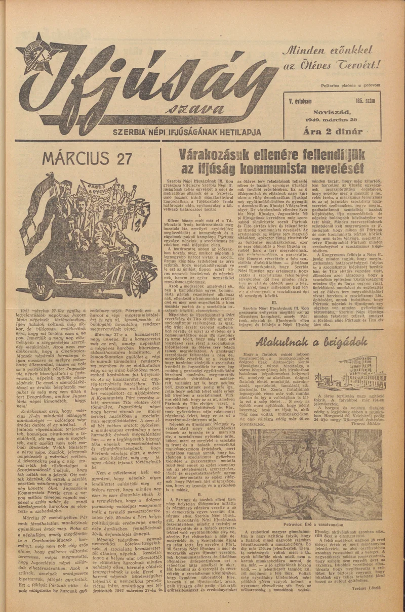 Ifjúság Szava, 5. évf. 1949. március 26. 185. sz.