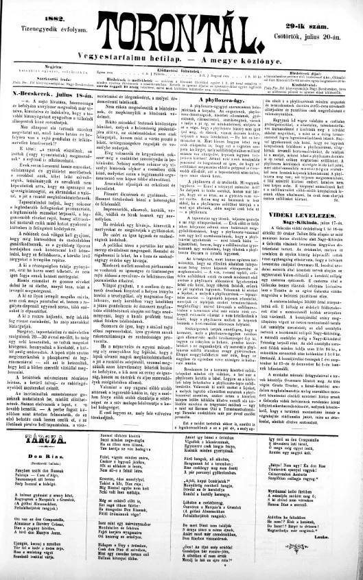 Torontál, 11. évf. 1882. július 20. 29. sz.