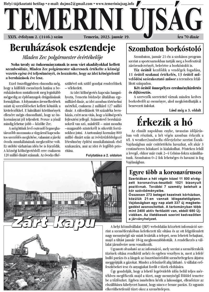 Temerini Újság, 29. évf. 2023. január 19. 2. sz.