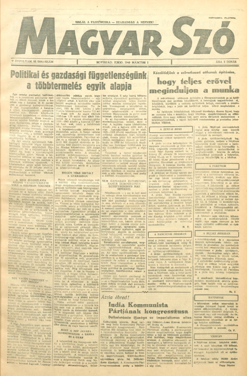Magyar Szó, 5. évf. 1948. március 2. 53. sz. 1–6. oldal