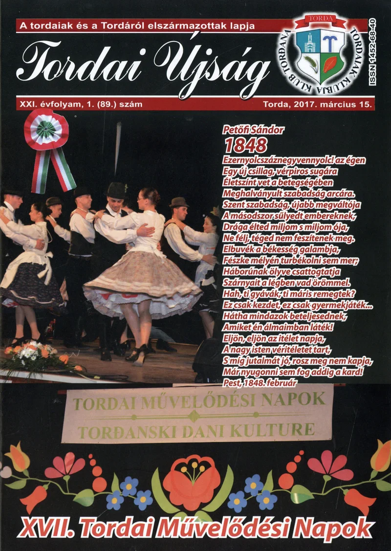Tordai Újság, 21. évf. 2018. május 15. 1. sz. 1–32. oldal