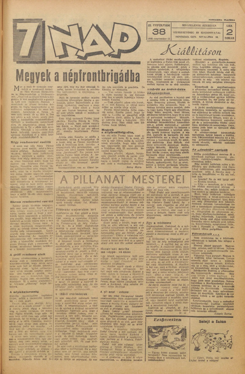 7 Nap, 3. évf. 1948. szeptember 15. 38. sz. 1–4. oldal