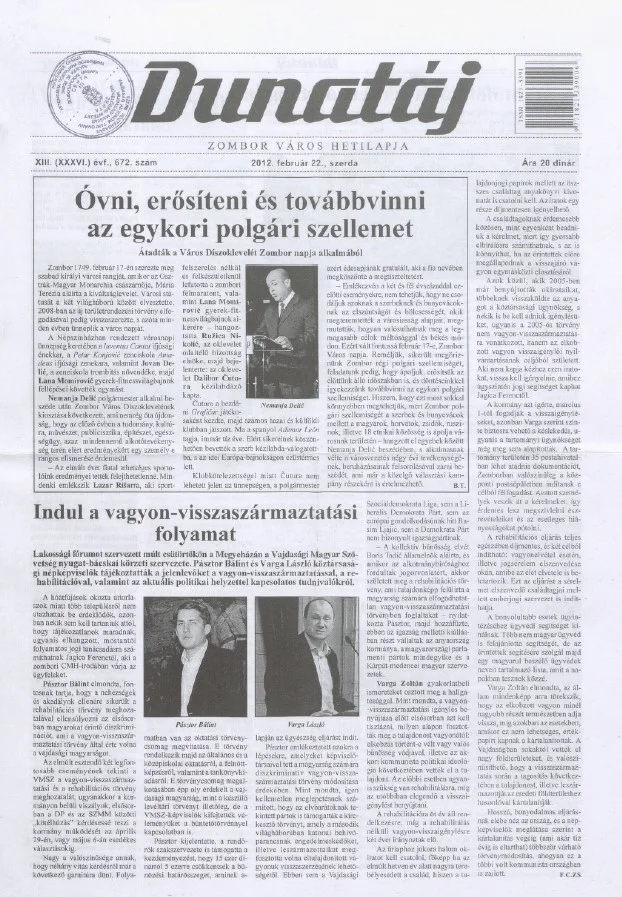 Dunatáj, 14. évf. 2012. február 22. 672. sz.
