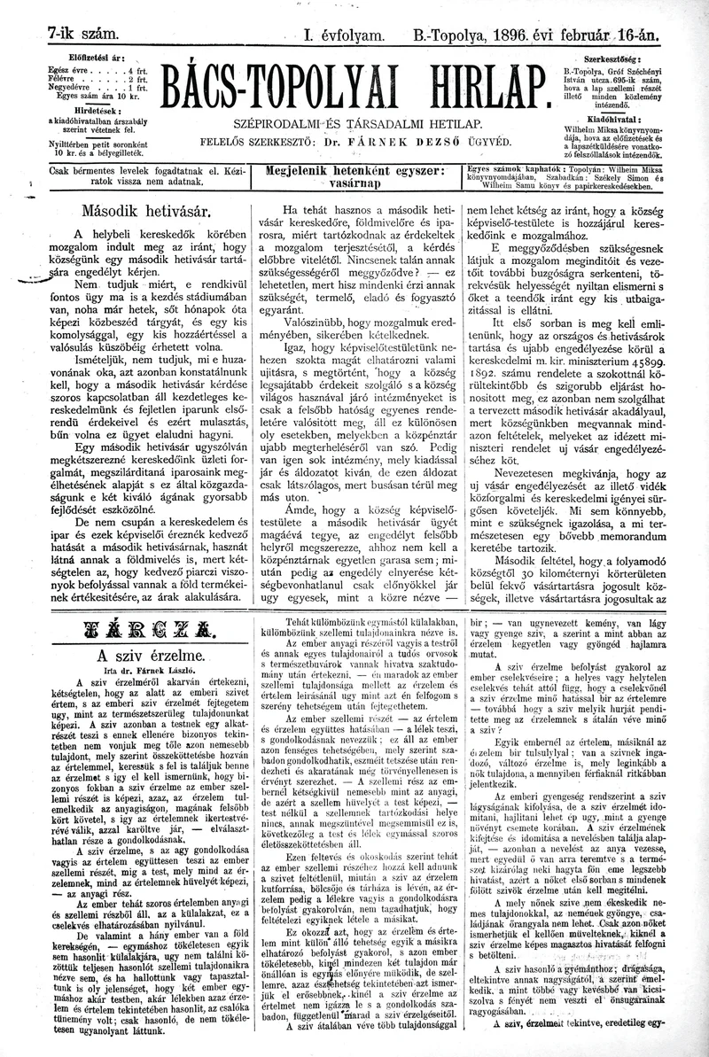 Bács-Topolyai Hirlap, 1. évf. 1896. február 16. 7. sz.