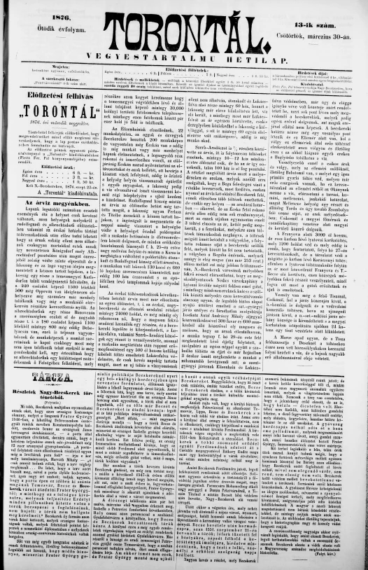 Torontál, 5. évf. 1876. március 30. 13. sz.