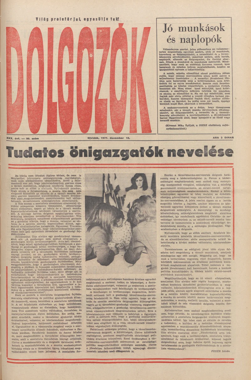 Dolgozók, 31. évf. 1977. december 15. 50. sz.