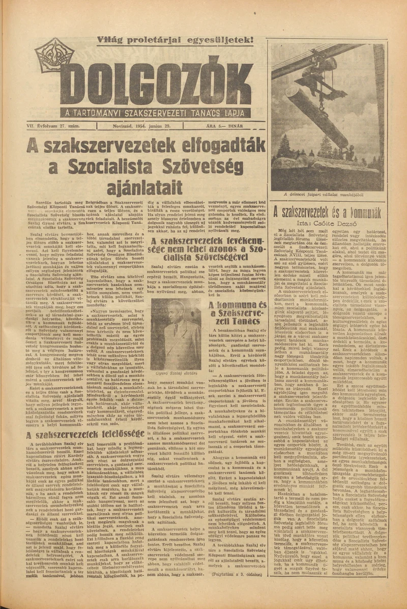 Dolgozók, 8. évf. 1954. június 29. 27. sz.