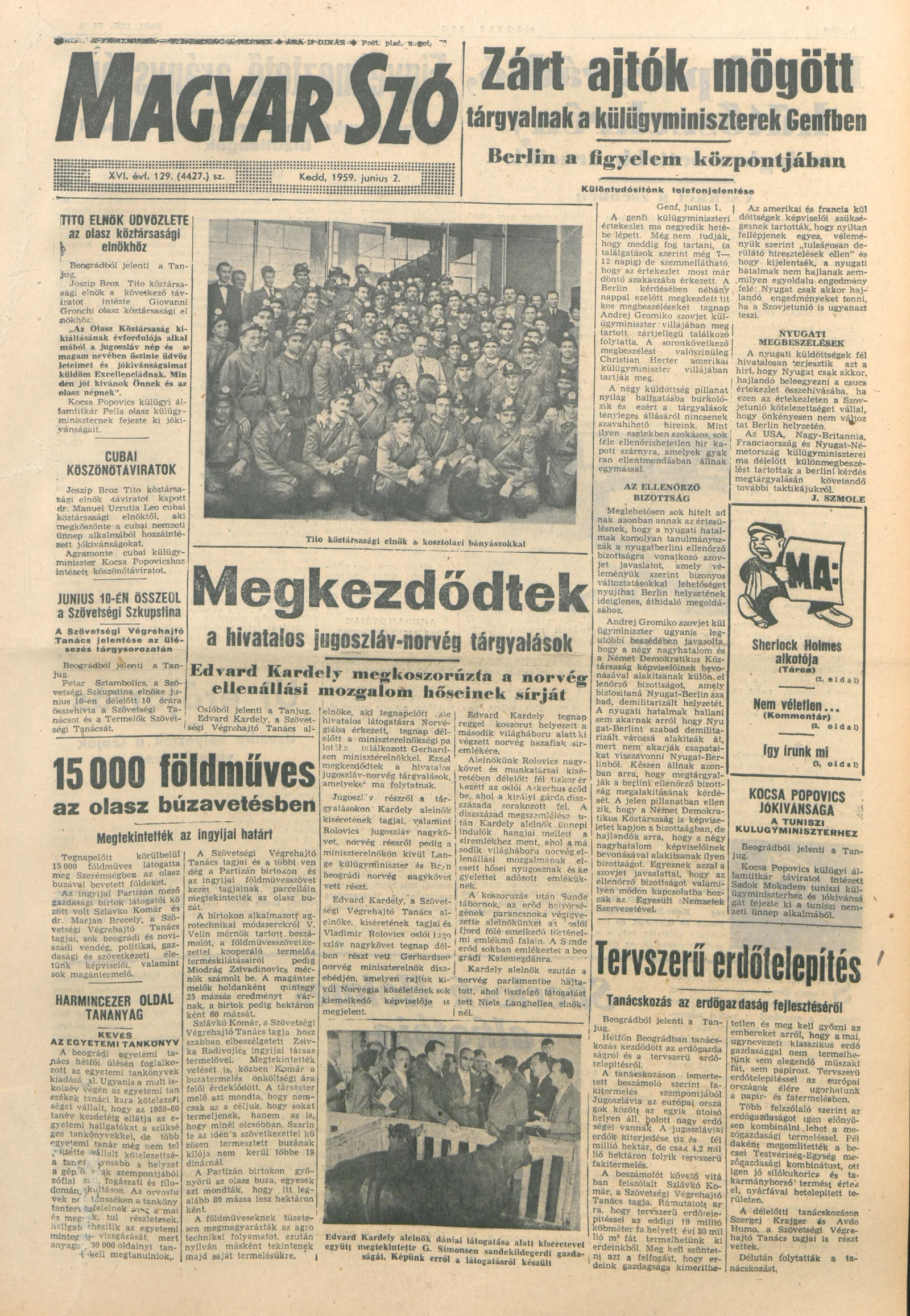 Magyar Szó, 16. évf. 1959. június 2. 129. sz. 1–20. oldal