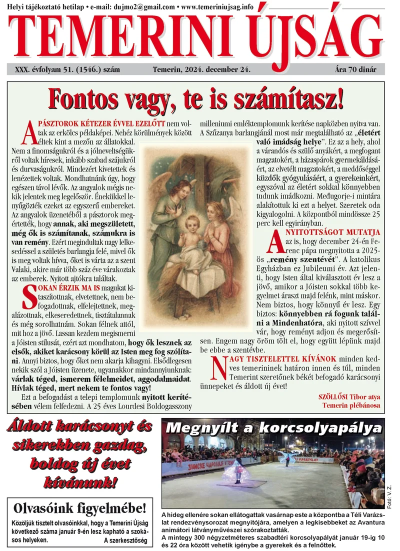 Temerini Újság, 30. évf. 2024. december 24. 51. sz.