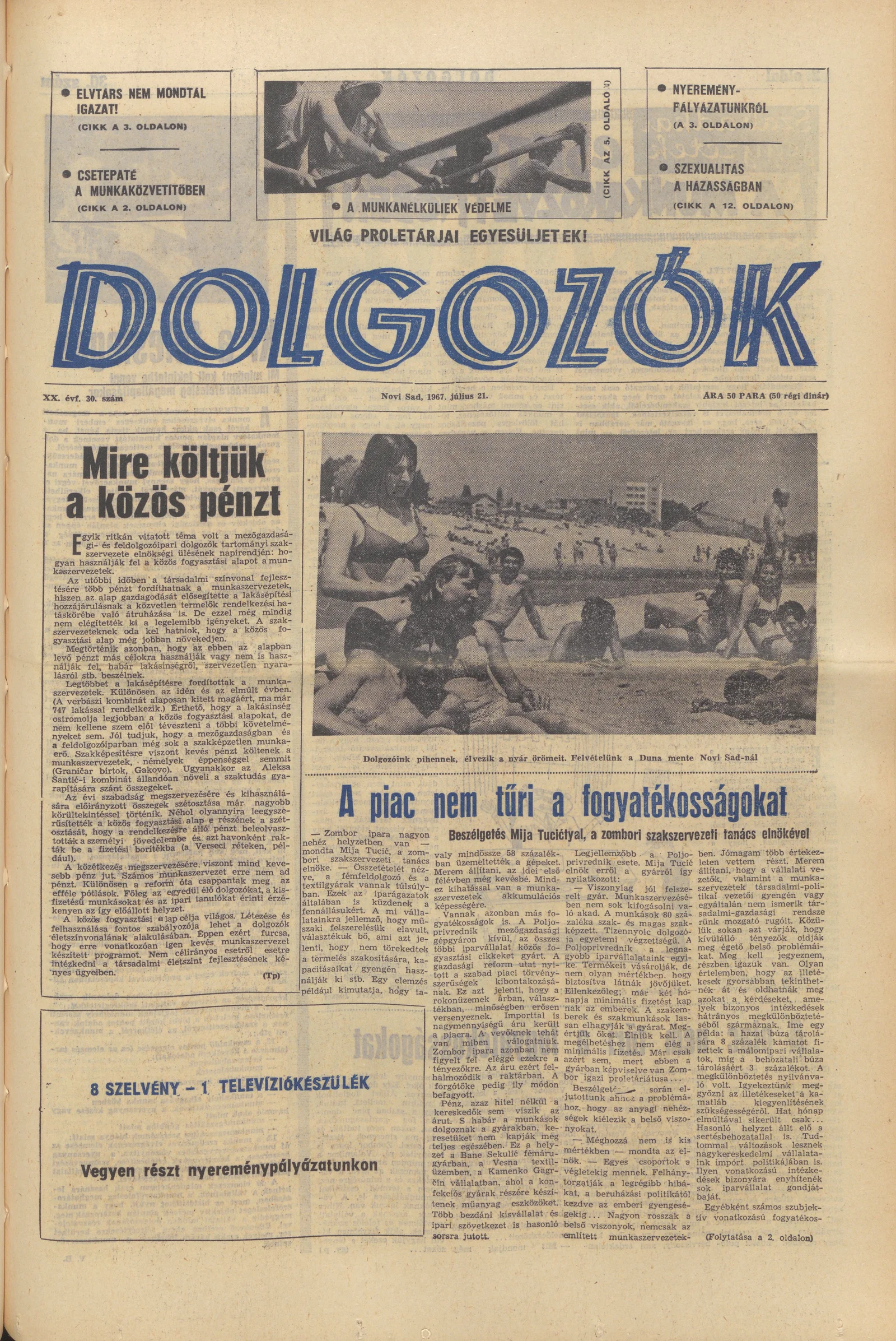 Dolgozók, 21. évf. 1967. július 21. 30. sz.