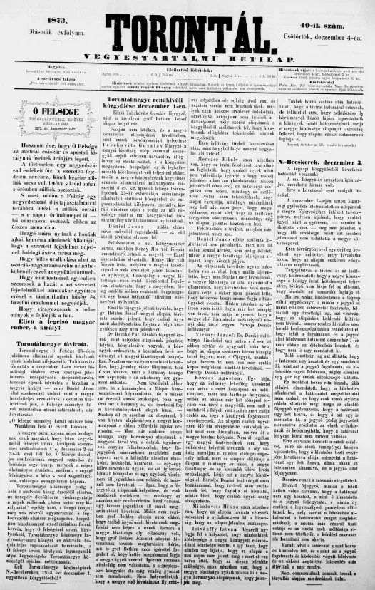 Torontál, 2. évf. 1873. december 4. 49. sz.