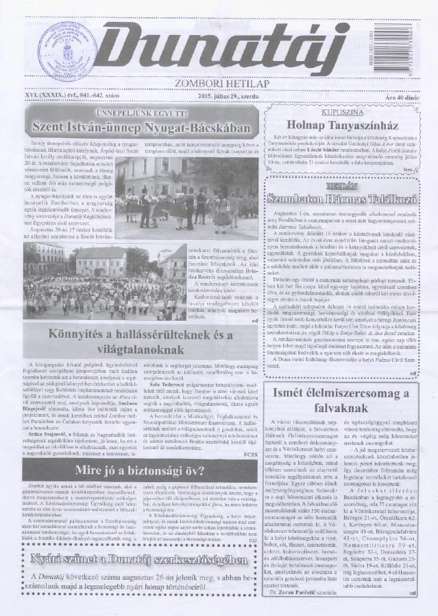 Dunatáj, 17. évf. 2015. július 29. 841–842. sz.