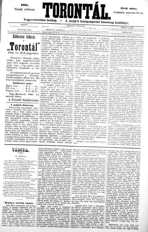 Torontál, 10. évf. 1881. március 31. 13. sz.