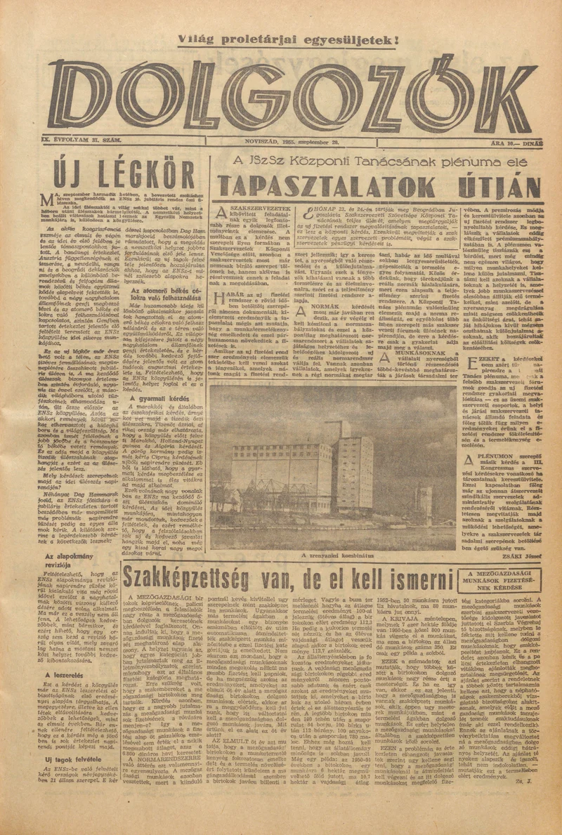 Dolgozók, 9. évf. 1955. szeptember 20. 37. sz.