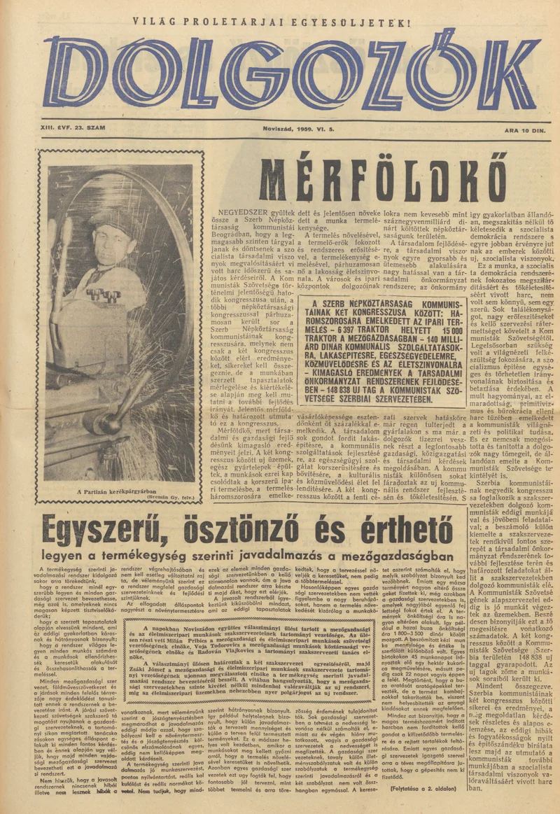 Dolgozók, 13. évf. 1959. június 5. 23. sz.