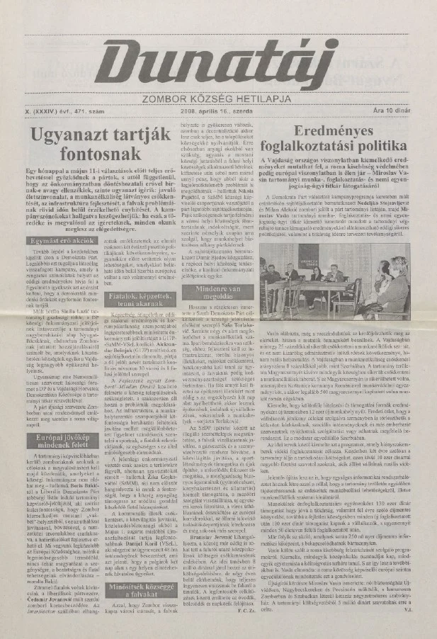 Dunatáj, 10. évf. 2008. április 16. 471. sz.