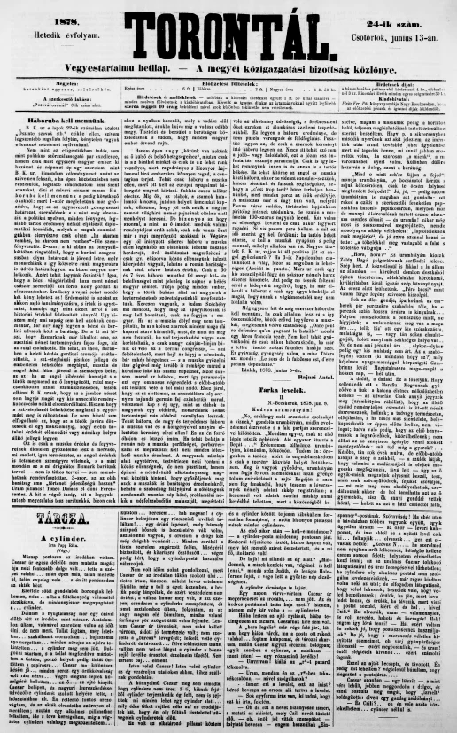 Torontál, 7. évf. 1878. június 13. 24. sz.