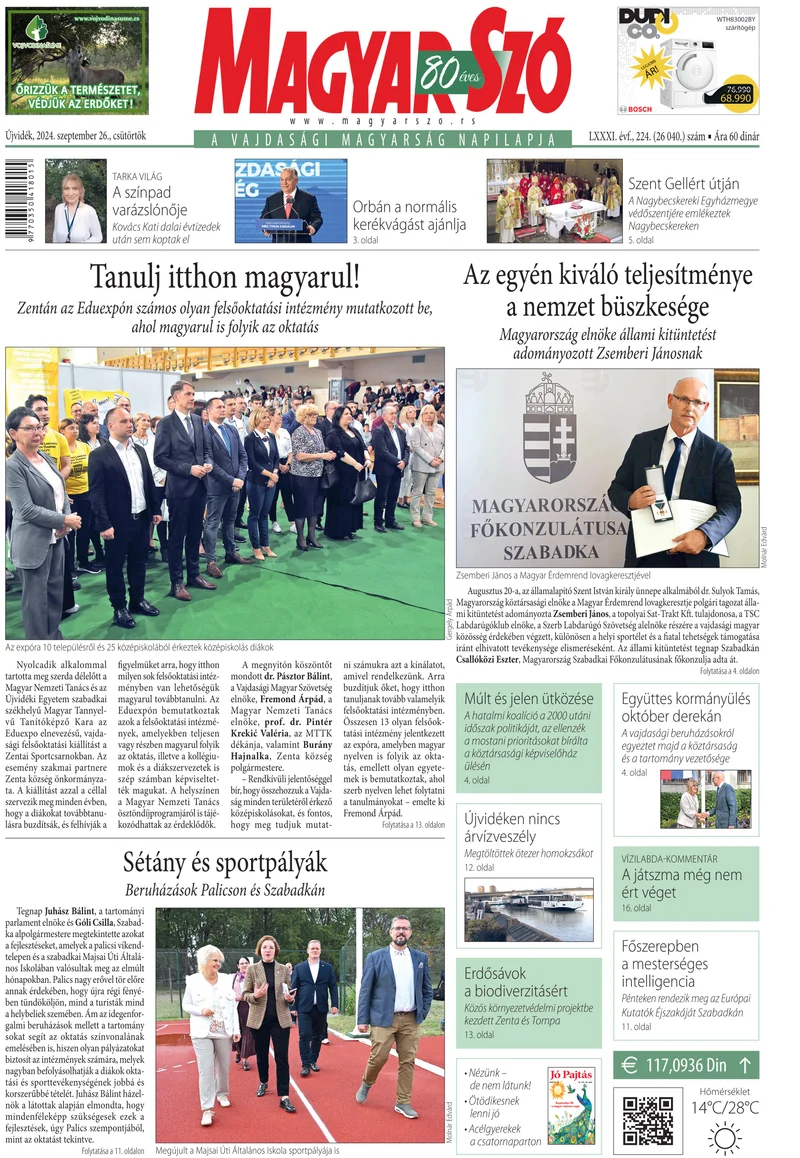 Magyar Szó, 81. évf. 2024. szeptember 26. 224. sz. 1–20. oldal
