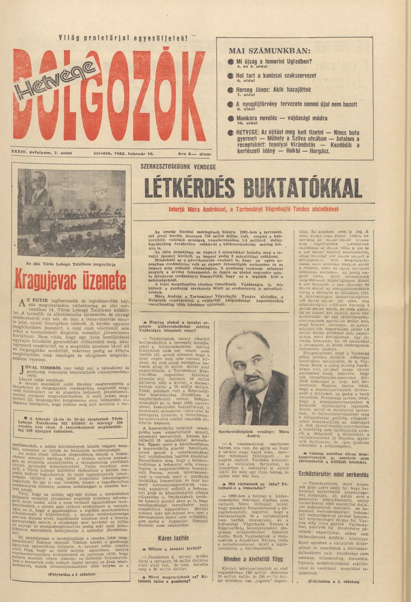 Dolgozók, 36. évf. 1982. február 18. 7. sz.