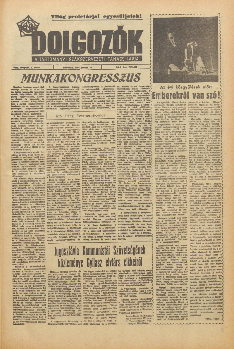 Dolgozók, 8. évf. 1954. január 12. 3. sz.