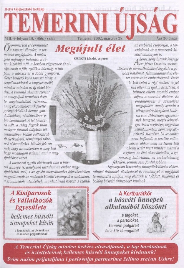 Temerini Újság, 8. évf. 2002. március 28. 13. sz.