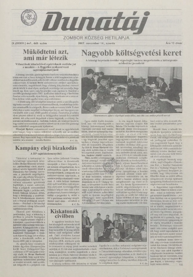 Dunatáj, 9. évf. 2007. november 14. 449. sz.