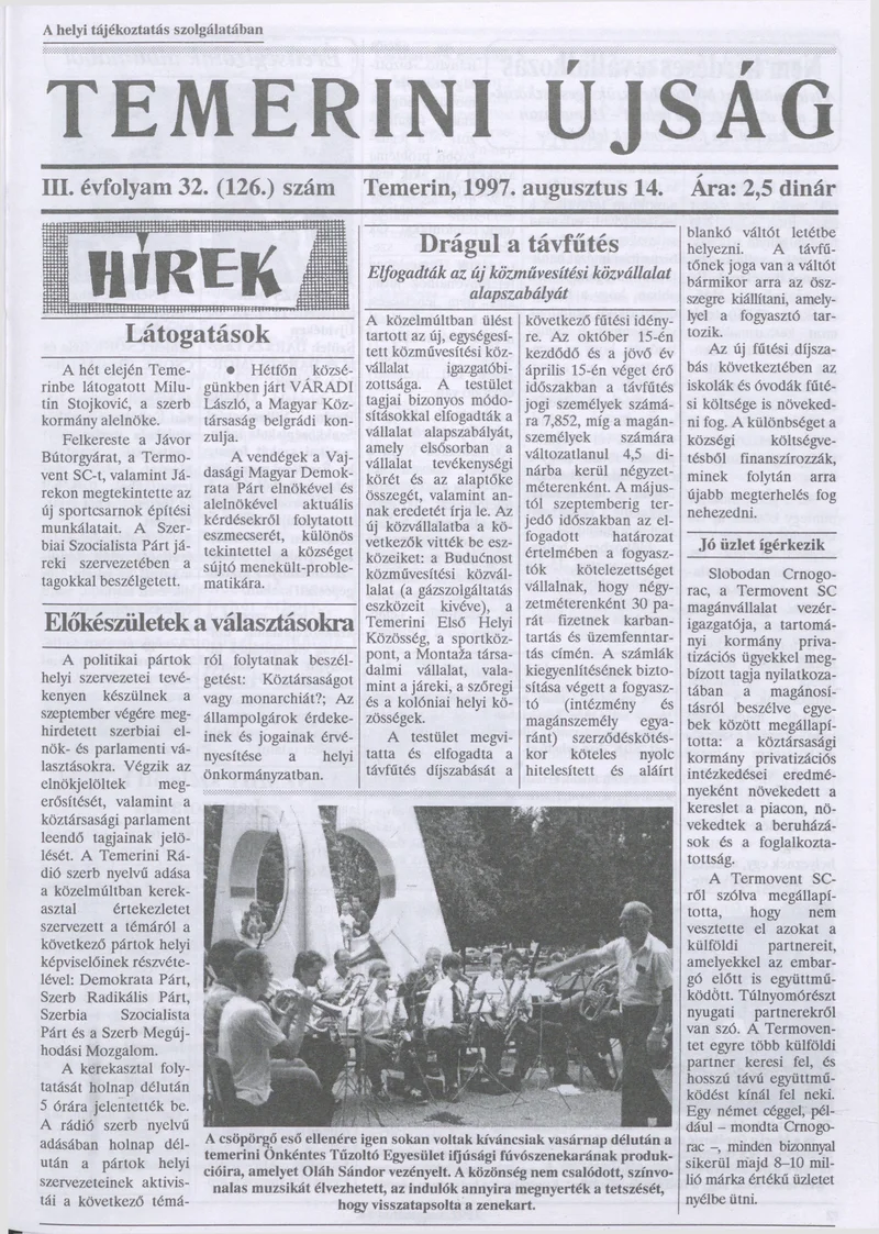 Temerini Újság, 3. évf. 1997. augusztus 14. 32. sz.