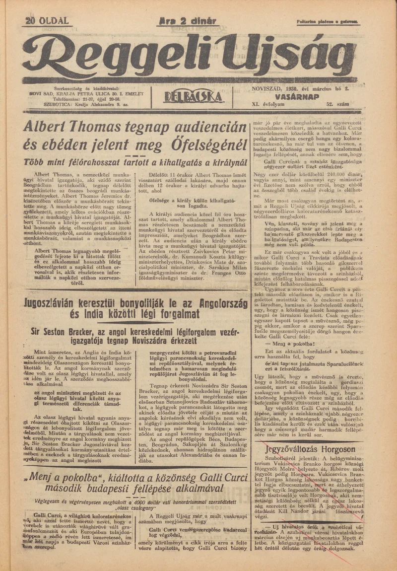 Reggeli Újság, 11. évf. 1930. március 2. 52. sz.